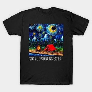 Social Distancing Expert Starry Night Camping T-Shirt